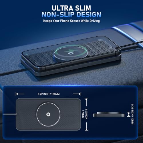 25W Magnetic Wireless Car Charger Pad, REESTECQI for MagSafe Car Charger with 45W USB-C Car Charger, Anti-Slip Wireless Charging Pad for Car Compatible with iPhone 18 17 16 15 14 13 12 (30CM Cable)