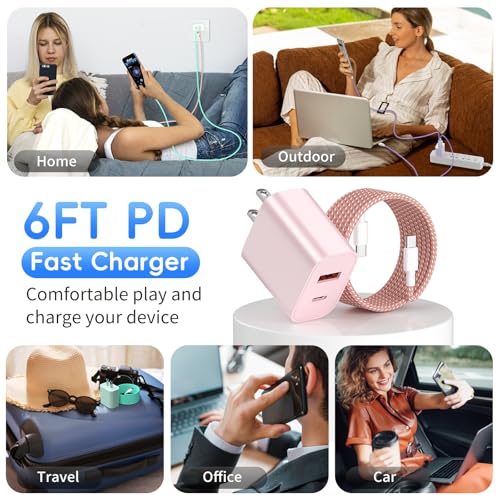 Fast Charger for iPhone 17 16, 4 Pack 20W Dual Port A/C Wall Charger Block