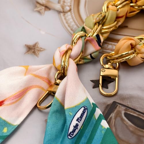 AGEN KGEN Phone Charms with Scarf Gold Metal Phone Lanyard Wrist Strap - color: Colorful