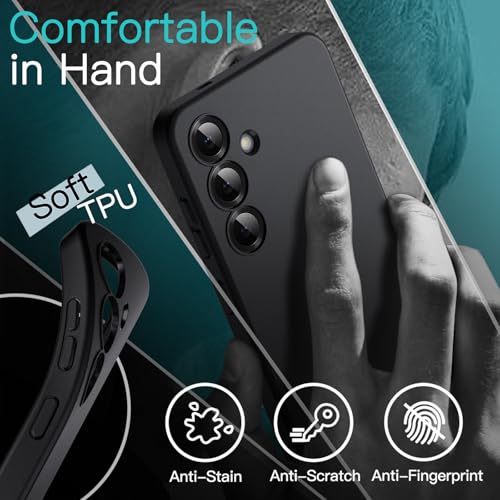 JETech Slim Case for Samsung Galaxy S25, Black | Camera Lens Protection, Soft TPU Design, Matte Finish, Shockproof Protection - color: Black, size: Galaxy S25