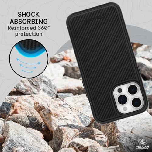 Pelican Protector iPhone 15 Pro Max Case -Rugged MagSafe Phone Case -Carbon | Magnetic Phone Case w/16ft Military-Grade Drop Protection - Anti-Scratch, Heavy Duty Phone Cover for iPhone 15 Pro Max - color: Protector Carbon, style: MagSafe