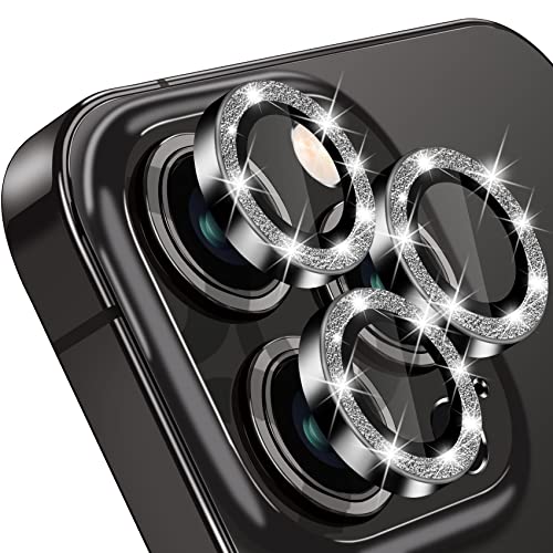 Compatible with iPhone 12 Pro Max Camera Lens Protector, Bling Glitter 9H Tempered Glass Camera Cover Anti Scratch Shockproof Screen Protector Individual Ring - 3Pcs Glitter Graphite - color: Graphite Glitter
