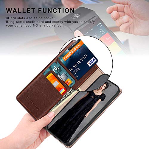 Belemay Case Compatible with iPhone 14 Wallet Case-Genuine Leather Flip Phone Case-RFID Blocking Card Holder-Shockproof TPU Shell Folio Book Cover Women Men Compatible with iPhone 14 (6.1-inch) Brown - color: Brown, size: iPhone 14