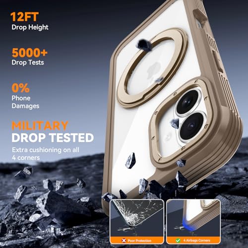 Magnetic for iPhone 17 Case, Compatible with MagSafe, Full Body Rugged Case with Built-in Screen Protector & Kickstand & Belt-Clip (Gold) - color: Gold