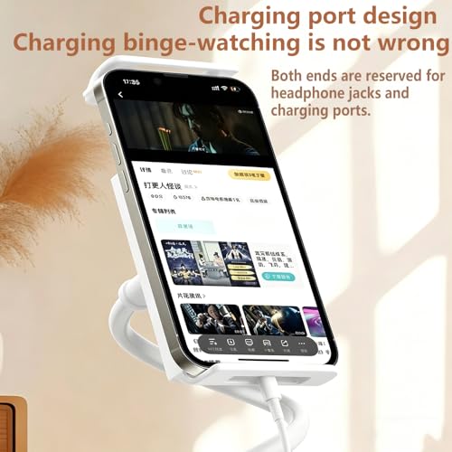 2-in-1 Gooseneck Phone & Tablet Holder for Bed, Flexible Clamp Mount & Overhead Stand for Desk & Headboard, Compatible with iPhone 17/16/15/14 and 4–10.6" Devices (White) - color: White