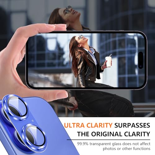 Suoman for iPhone 16/16 Plus Camera Lens Protector, 9H Tempered Glass Film - color: Ultramarine