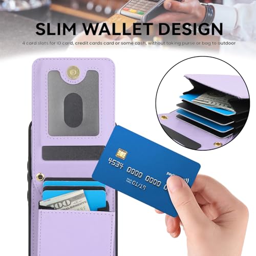 Phone Case for Samsung Galaxy S22 5G Wallet Cover with Tempered Glass Screen Protector Credit Slot Card Holder Crossbody Strap Stand RFID Blocking S 22 22S 4G G5 6.1 inch Women Men Girls Purple - color: Light Purple