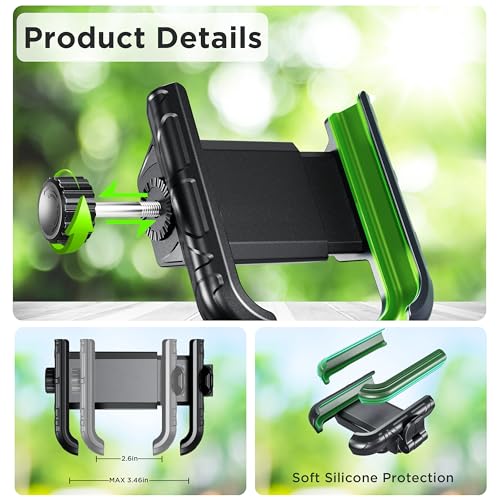 Bike Phone Mount Holder No Block Camera Motorcycle Cell Phone Holder Quick Lock 360° Rotate for iPhone 16 Pro Max for Samsung S25 Ultra 5.4''-7.2'' Smartphone