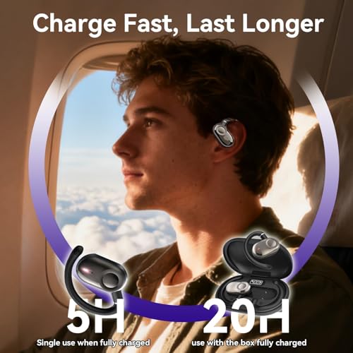 Purple Over Open Ear Earbuds Sport Headphones Bluetooth Wireless Outside