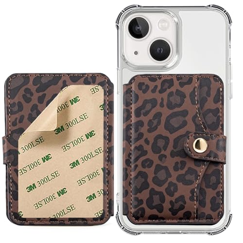M-Plateau Credit Card Holder For Cell Phone With Slim Adhesive - color: Leopard Print