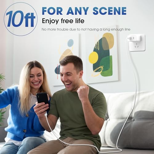 iPhone 17 Pro Max Charger Fast Charging, 40W Dual USB C Fast Charger - color: White, Dual USB-C ports, size: 10ft