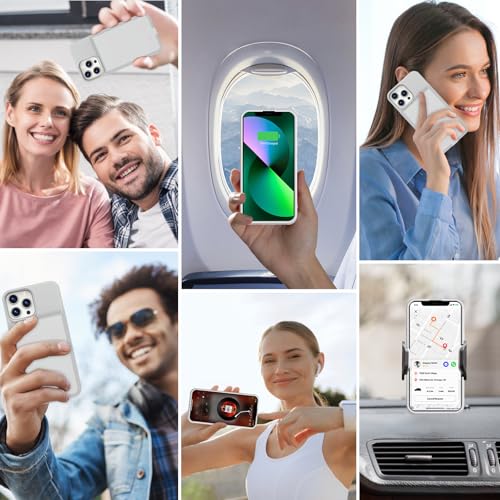 ZENEE for iPhone 14/14 Pro/13/13 Pro Battery Case【2026 Upgrade】,Powerful 7000mAh Charge Cover Protective TPU with Shockproof Bumper for iPhone 13/13 pro/14 pro/14 Charging Case -6.1inch,Gray