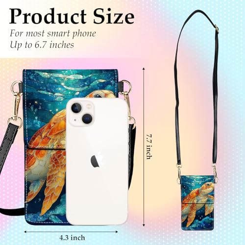 Small Crossbody Bags for Women Touchscreen Cell Phone Bag Cross Body Purses with adjustable Strap,Gifts For Teenage Girls - color: Turtle Under the Sea