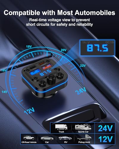 Bluetooth Fm Transmitter for Car, Fast Charging, Blue Tooth 5.4 Car Charger - color: Car Charger Transmitter