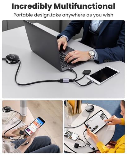 100W Retractable 2X USB-C Charging Cable with Apple Watch Charger - 3-in-1 Dual USB C (100W/10W) and iWatch Fast Charger, Portable Travel Multi Charge Cord for iPhone 15/16/17, iPad, Android, MacBook