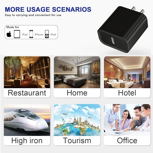 3Pack iPhone 17/16/15 Charge Block, USB C Charger, Black Charger PD Adapter - color: Black