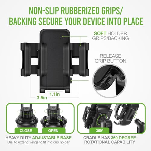 Cellet Car Cup Holder Phone Mount, Phone Holder Mount Cradle Universal Adjustable Compatible for Apple iPhone, Samsung Galaxy, Moto, Google Pixel Smartphones - style: Regular Neck 6 inch