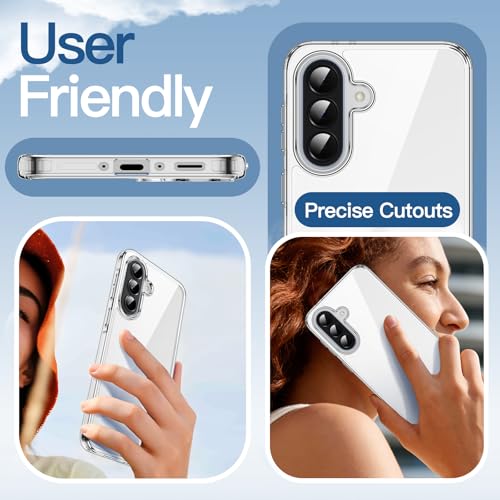 JETech Case for Samsung Galaxy A37, Anti-Yellowing, Clear | Shockproof Protection, Scratch Resistant Hard PC Back, Durable Transparent TPU Bumper - color: Clear, size: Galaxy A37