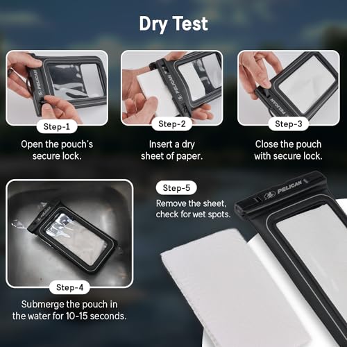 Pelican 2 Pack Marine Waterproof Phone Pouch (XL) - Stealth Black | Touchscreen IP68 Floating Waterproof Phone Case w/Detachable Lanyard - Fits All Phones - Beach Cruise Ship Travel Essentials - color: Stealth Black - 2 Pack - XL, size: XL, style: 2 Pack