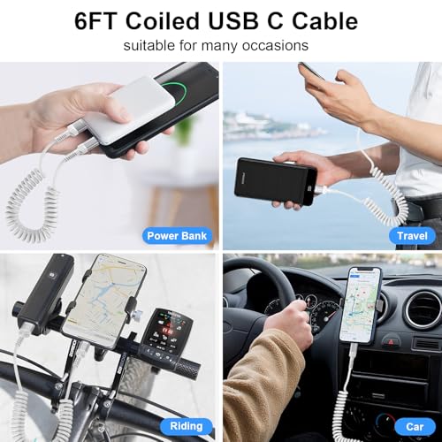 Coiled USB C Cable for Samsung Galaxy A17 A16 A15 5G A56 A36 S26 S25 Ultra - color: White, style: 6FT