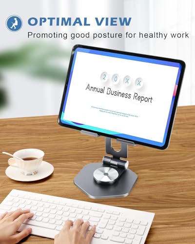 Tablet Stand, Aluminum Desktop Holder, Compatible with 5-12.9" iPad, Grey - color: Grey