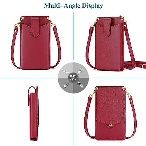 Peacocktion Small Crossbody Cell Phone Purse for Women, Lightweight Mini Small Crossbody Bags for Women with Card Slots - color: 26-burgundy
