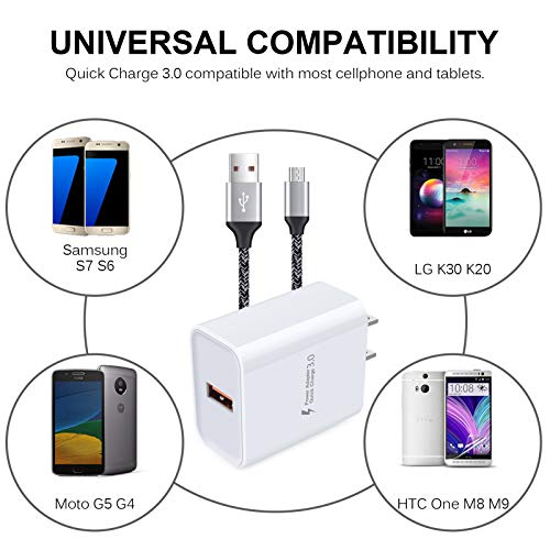 Android Fast Charging Plug Rapid Micro USB Charger Cable 6FT - color: White