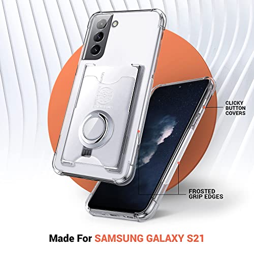 Shields Up for Samsung Galaxy S21 Case with Card Holder Stand, Clear - color: Clear, size: Galaxy S21