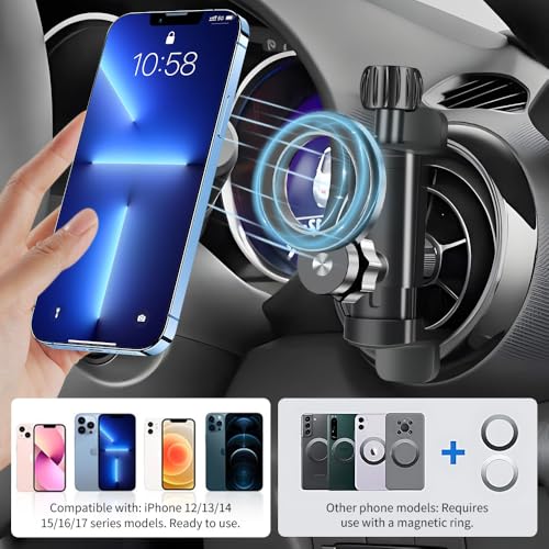 Car Magnetic Phone Mount for Mazda MX-5 Miata 1999-2025,Mazda 6 2003-2013,Mazda 3 2004-2013,CX-7 2007-2012 Interior Circular Air Vent Accessories Cell Cellphone Holder Magnet Stand Mobile Cradle