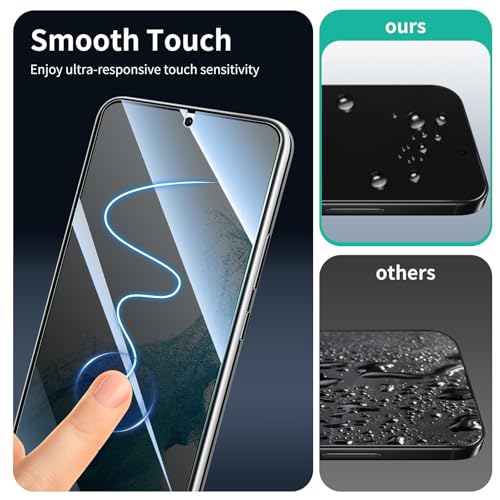 Privacy Screen Protector for Samsung Galaxy S22+/S22 Plus/S23+/S23 Plus, Anti-Spy Tempered Glass, 9H Hardness Anti-Scratch Shatterproof, Secure Private Protection, Bubble-Free Easy Install Case Friendly - 3 Pack - color: S23+/S23 Plus/S22+/S22 Plus Black