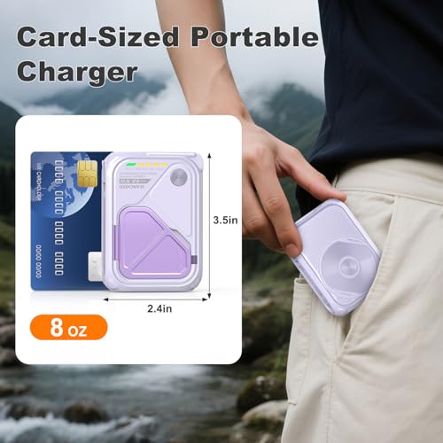 SEANCHEER P05 Portable Charger, Magnetic Power Bank, Small PowerBank Purple - color: Purple