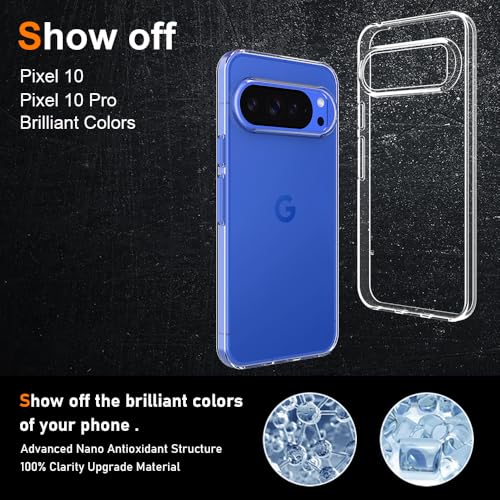 Silicone Clear for Google Pixel 10/10 Pro Case,Ultra Thin with Comfort Grip | Soft Slim-Fit TPU Pixel 10/10 Pro Phone Cover,Non-Slip,Shockproof Protection,Scrath-Resistant