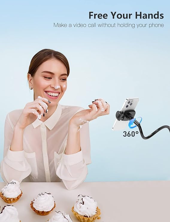 Universal Gooseneck Phone Holder,Hands-Free Flexible Clip-On Lazy Mount - color: Black
