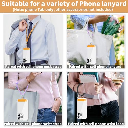 TACOMEGE Phone Tether Tab for iPhone, Cell Phone Lanyard Patch, Phone Strap Replacement Part for All Full Phone Cases (Yellow) - color: Yellow