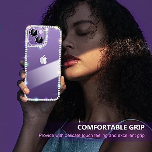 Compatible with iPhone 14 Case for Women Girls 3D Glitter Sparkle Bling Case Luxury Shiny Cute Crystal Charms Rhinestone Diamond Bumper Soft TPU Clear Cover Case for iPhone 14 - size: iPhone 14
