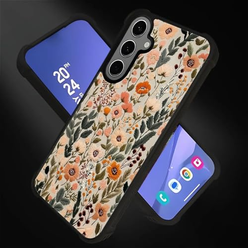 for Samsung Galaxy S24 Plus/S25 Plus Case,Soft Silicone Shockproof Bumper Camera Protection Phone Case-Dark Embroidery Flower - color: Dark Embroidery Flower, size: Samsung Galaxy S24 Plus/S25 Plus