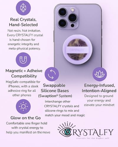 Grips by CRYSTALFY Magnetic Silicone Ring Grip Phone Holder, Rotating Finger Loop Ring Grip Holder, Soft and Portable, Strong Magnetic Attraction, Compatible with Magsafe Phone Case (White Sparkle) - color: White Sparkle