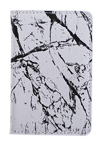 CheapSunday ID Card Holder for Back of Phone Leather Phone Wallet Stick On with Stand Flip Waterproof Leather Adhesive Wallet for Most Cellphones (Marble White) - color: Marble White