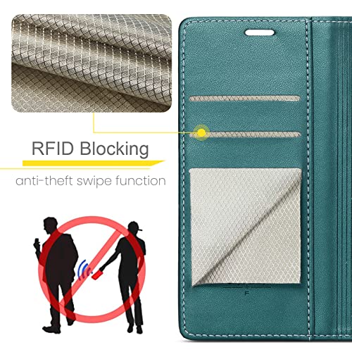 FLIPALM Wallet Case for Samsung Galaxy S20 FE 5G, Blue-Green | Card Holder, RFID Blocking, PU Leather Folio Flip, Kickstand, Protective Shockproof Cover - color: Blue-Green