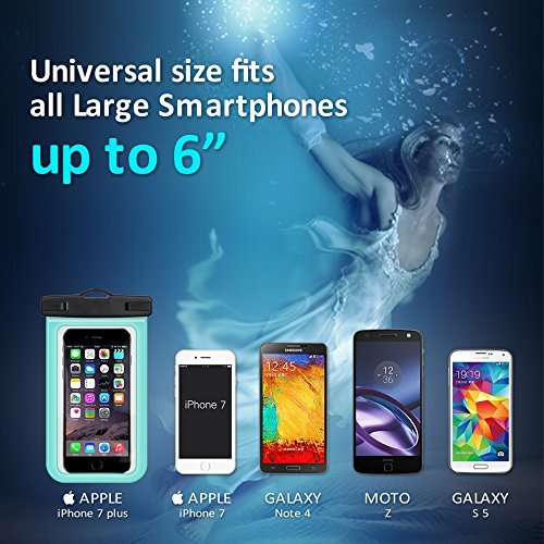 Universal Waterproof Case with Super Sealability Technology, Cellphone Dry Bag Pouch with Sensitive PVC Touch Screen for Cellphone Up to 6.0" Diagonal