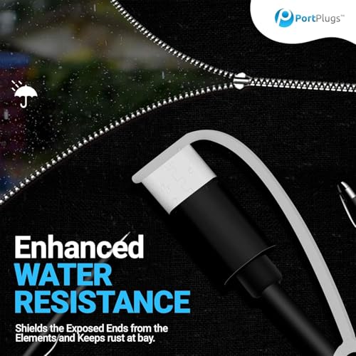 USB C Cable Dust Caps 5 Pack with Integrated Tether, Black - color: Black