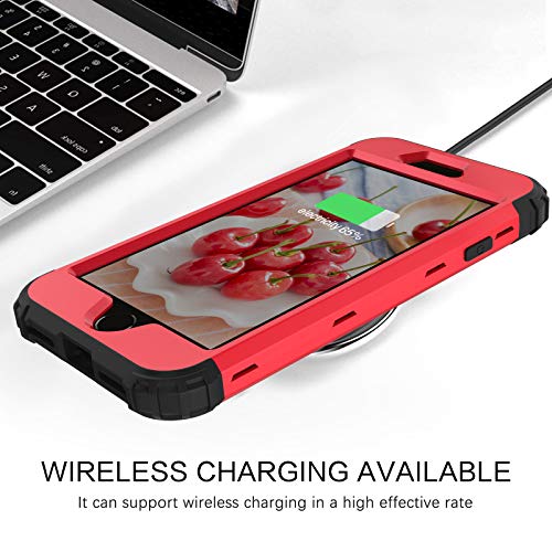 BENTOBEN for iPhone SE 2022 Case, Phone Case iPhone SE 2020, Heavy Duty 3 in 1 Full Body Rugged Shockproof Hybrid Hard PC Soft Rubber Bumper Drop Protective Girls Women Boy Men Covers, Red/Black - color: Black/Red