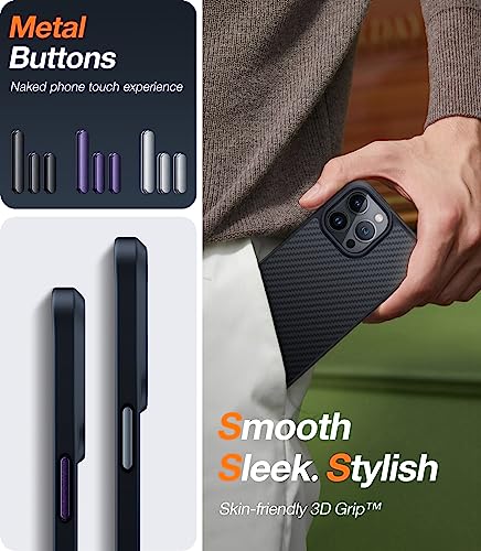 TORRAS Upgraded Stronger Magnetic for iPhone 14 Pro Case, Black Edge | 12 FT Military Grade Drop Tested, Compatible with MagSafe, Scratch Resistant for iPhone 14 Pro Phone Case - color: Aramid Fiber Black