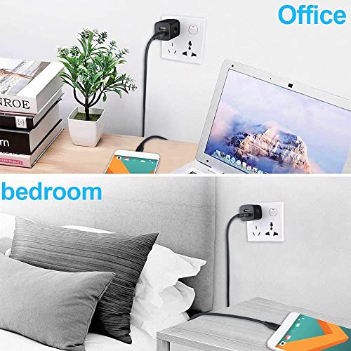 Wall Charger Block,2.1A/5V Dual Port USB Wall Plug Power USB Adapter Plug - color: Black