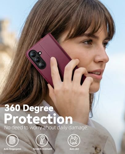 OCASE for Samsung Galaxy S26 Wallet Case, Card Holder, Burgundy | RFID Blocking, Kickstand, Magnetic Closure, PU Leather Flip Folio, Shockproof TPU Shell, Protective Phone Cover (6.3") 2026 - color: Burgundy, size: Samsung Galaxy S26