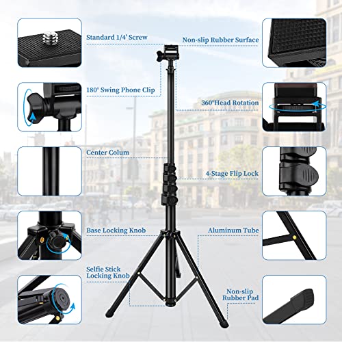 Nineigh Phone Tripod Stand, 70" Selfie Stick Cell Phone Tripod with Remote - size: 70 Inch