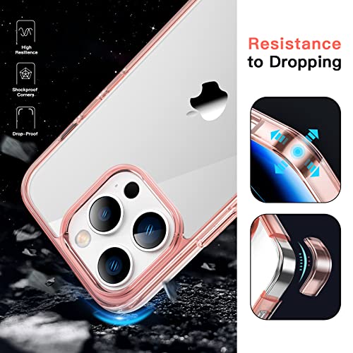 JETech Case for iPhone 14 Pro, Anti-Yellowing, Rose Gold | Shockproof Protection, Scratch Resistant Hard PC Back, Durable Transparent TPU Bumper - color: Rose Gold, size: iPhone 14 Pro