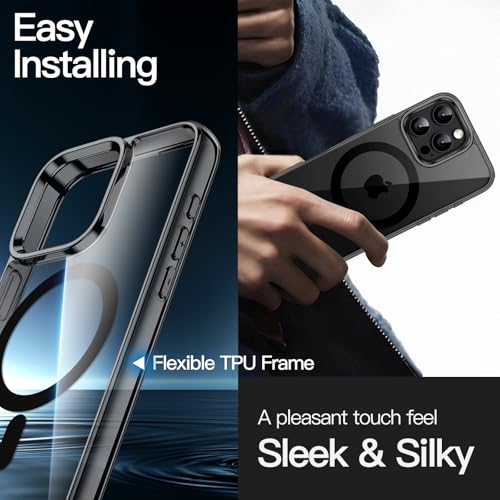 JETech Magnetic Case for iPhone 16 Pro 6.3-Inch Compatible with MagSafe, Shockproof Phone Bumper Cover, Anti-Scratch Clear Back (Black) - color: Black, size: iPhone 16 Pro