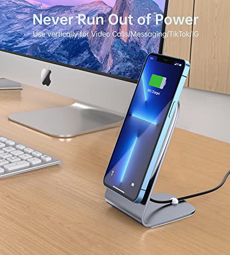 Magnetic Wireless Charger Stand + Charging Pad for iPhone Duo/18-12 Series - color: Gray