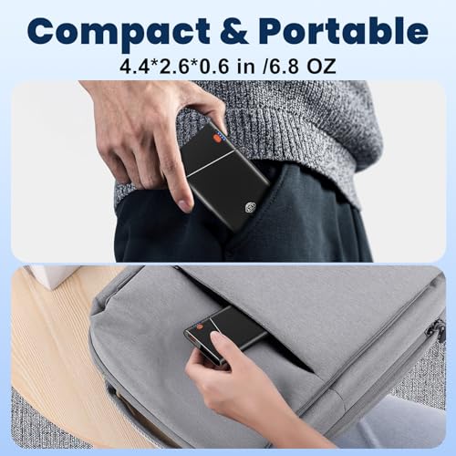 Aaoyun Portable Charger Power Bank, 10000mAh 22.5W PD Fast Charging Powerbank with Built-in USB C Cable, Slim External Phone Battery Pack for iPhone 17/16/15 Samsung S24 Android etc (Black) - color: Black